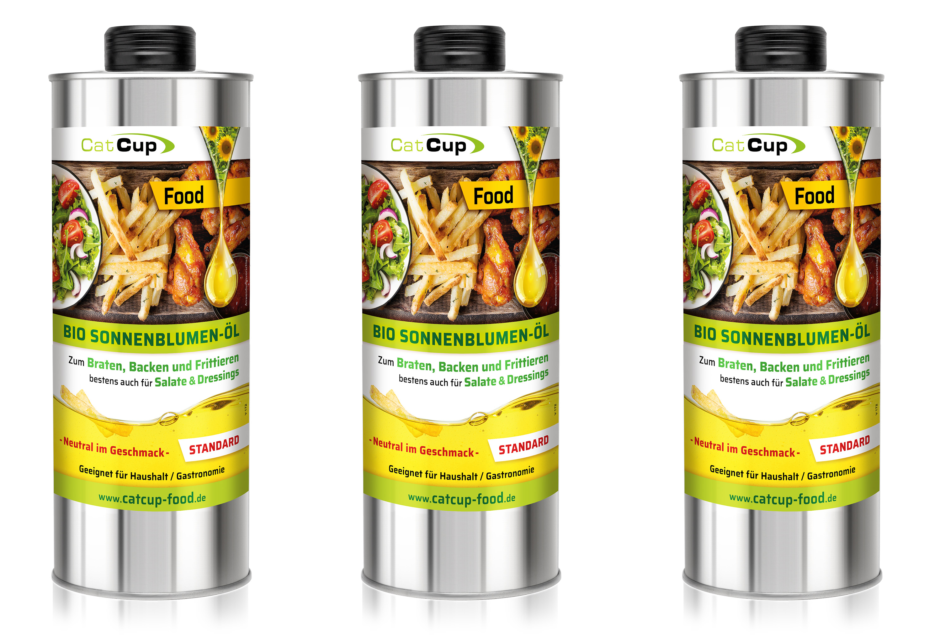 CatCup BIO Brat & Salat Öl (High Oleic), 100% Sonnenblumen Kerne (Standard)